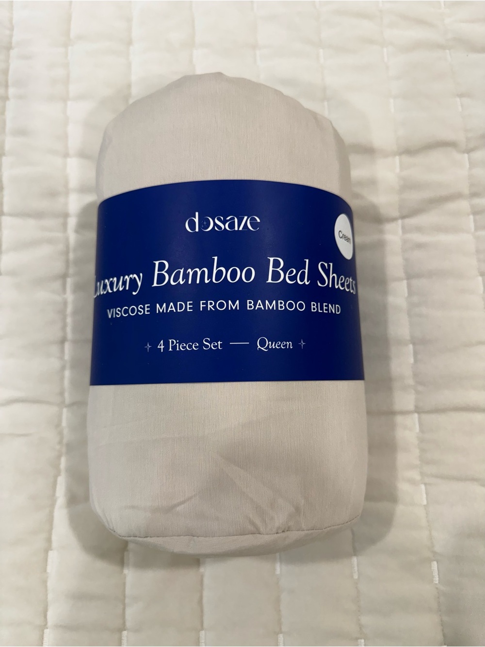 Bamboo Bed Sheets - Cream Queen 4-Piece Set